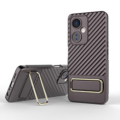 Coque Ultra Fine Silicone Souple Housse Etui avec Support KC1 pour OnePlus Nord CE 3 5G Marron