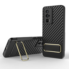 Coque Ultra Fine Silicone Souple Housse Etui avec Support KC1 pour Xiaomi Poco F5 Pro 5G Noir