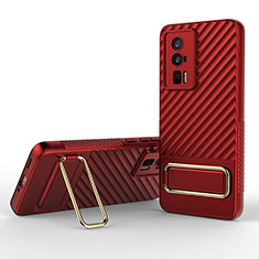 Coque Ultra Fine Silicone Souple Housse Etui avec Support KC1 pour Xiaomi Poco F5 Pro 5G Rouge