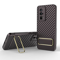 Coque Ultra Fine Silicone Souple Housse Etui avec Support KC1 pour Xiaomi Redmi K60 5G Marron