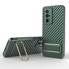 Coque Ultra Fine Silicone Souple Housse Etui avec Support KC1 pour Xiaomi Redmi K60 5G Vert