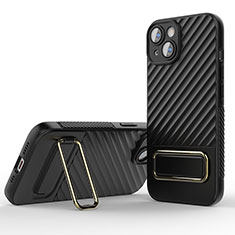 Coque Ultra Fine Silicone Souple Housse Etui avec Support KC2 pour Apple iPhone 15 Plus Noir