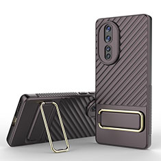 Coque Ultra Fine Silicone Souple Housse Etui avec Support KC3 pour Huawei Honor 80 5G Marron