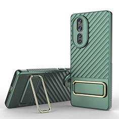 Coque Ultra Fine Silicone Souple Housse Etui avec Support KC3 pour Huawei Honor 80 5G Vert