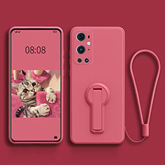 Coque Ultra Fine Silicone Souple Housse Etui avec Support pour OnePlus 9 Pro 5G Rose Rouge