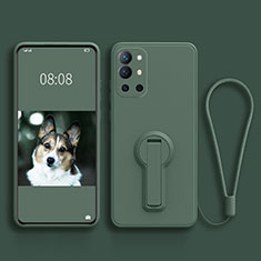 Coque Ultra Fine Silicone Souple Housse Etui avec Support pour OnePlus 9R 5G Vert Nuit