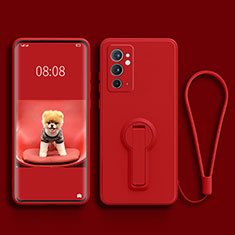 Coque Ultra Fine Silicone Souple Housse Etui avec Support pour OnePlus 9RT 5G Rouge