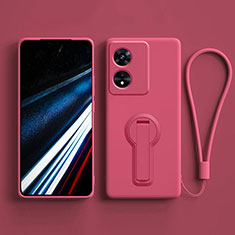 Coque Ultra Fine Silicone Souple Housse Etui avec Support pour Oppo A38 Rose Rouge