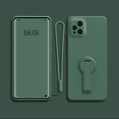 Coque Ultra Fine Silicone Souple Housse Etui avec Support pour Oppo Find X3 5G Vert Nuit