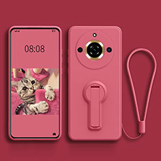 Coque Ultra Fine Silicone Souple Housse Etui avec Support pour Realme 11 Pro 5G Rose Rouge