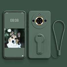 Coque Ultra Fine Silicone Souple Housse Etui avec Support pour Realme 11 Pro 5G Vert Nuit