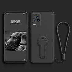 Coque Ultra Fine Silicone Souple Housse Etui avec Support pour Vivo iQOO 7 5G Noir