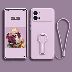 Coque Ultra Fine Silicone Souple Housse Etui avec Support pour Vivo iQOO 9 Pro 5G Violet Clair