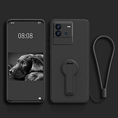 Coque Ultra Fine Silicone Souple Housse Etui avec Support pour Vivo iQOO Neo6 5G Noir