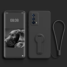 Coque Ultra Fine Silicone Souple Housse Etui avec Support pour Vivo iQOO Z5 5G Noir