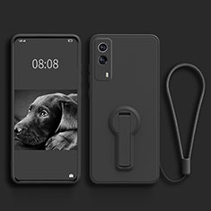 Coque Ultra Fine Silicone Souple Housse Etui avec Support pour Vivo iQOO Z5x 5G Noir