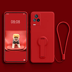 Coque Ultra Fine Silicone Souple Housse Etui avec Support pour Vivo V21 5G Rouge