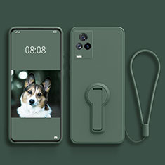 Coque Ultra Fine Silicone Souple Housse Etui avec Support pour Vivo V21 5G Vert Nuit