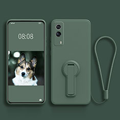 Coque Ultra Fine Silicone Souple Housse Etui avec Support pour Vivo V21e 5G Vert Nuit