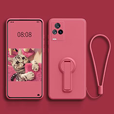 Coque Ultra Fine Silicone Souple Housse Etui avec Support pour Vivo V21s 5G Rose Rouge