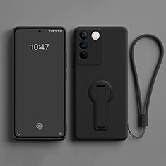 Coque Ultra Fine Silicone Souple Housse Etui avec Support pour Vivo V27 Pro 5G Noir