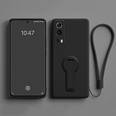 Coque Ultra Fine Silicone Souple Housse Etui avec Support pour Vivo Y75s 5G Noir