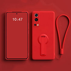 Coque Ultra Fine Silicone Souple Housse Etui avec Support pour Vivo Y75s 5G Rouge