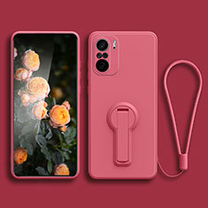 Coque Ultra Fine Silicone Souple Housse Etui avec Support pour Xiaomi Mi 11i 5G Rose Rouge