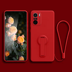 Coque Ultra Fine Silicone Souple Housse Etui avec Support pour Xiaomi Mi 11i 5G Rouge