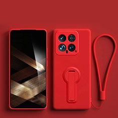 Coque Ultra Fine Silicone Souple Housse Etui avec Support pour Xiaomi Mi 14 5G Rouge