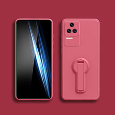 Coque Ultra Fine Silicone Souple Housse Etui avec Support pour Xiaomi Poco F4 5G Rose Rouge