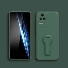 Coque Ultra Fine Silicone Souple Housse Etui avec Support pour Xiaomi Poco F4 5G Vert Nuit