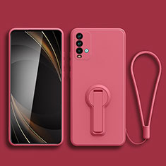 Coque Ultra Fine Silicone Souple Housse Etui avec Support pour Xiaomi Redmi 9 Power Rose Rouge