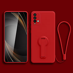 Coque Ultra Fine Silicone Souple Housse Etui avec Support pour Xiaomi Redmi 9 Power Rouge