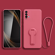 Coque Ultra Fine Silicone Souple Housse Etui avec Support pour Xiaomi Redmi 9T 4G Rose Rouge