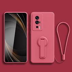 Coque Ultra Fine Silicone Souple Housse Etui avec Support pour Xiaomi Redmi K60 5G Rose Rouge