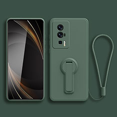 Coque Ultra Fine Silicone Souple Housse Etui avec Support pour Xiaomi Redmi K60 Pro 5G Vert Nuit