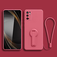 Coque Ultra Fine Silicone Souple Housse Etui avec Support pour Xiaomi Redmi Note 10 5G Rose Rouge