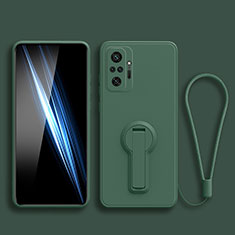 Coque Ultra Fine Silicone Souple Housse Etui avec Support pour Xiaomi Redmi Note 11 SE India 4G Vert Nuit