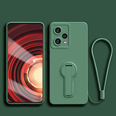 Coque Ultra Fine Silicone Souple Housse Etui avec Support pour Xiaomi Redmi Note 12 5G Vert Nuit