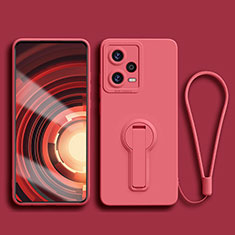 Coque Ultra Fine Silicone Souple Housse Etui avec Support pour Xiaomi Redmi Note 12 Explorer Rouge