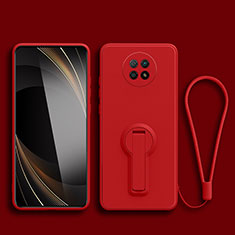 Coque Ultra Fine Silicone Souple Housse Etui avec Support pour Xiaomi Redmi Note 9T 5G Rouge