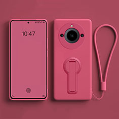 Coque Ultra Fine Silicone Souple Housse Etui avec Support S01 pour Realme Narzo 60 Pro 5G Rose Rouge