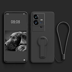 Coque Ultra Fine Silicone Souple Housse Etui avec Support S01 pour Vivo iQOO 11 5G Noir