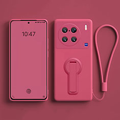 Coque Ultra Fine Silicone Souple Housse Etui avec Support S01 pour Vivo X90 Pro+ Plus 5G Rose Rouge