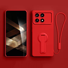 Coque Ultra Fine Silicone Souple Housse Etui avec Support S01 pour Xiaomi Redmi K70E 5G Rouge