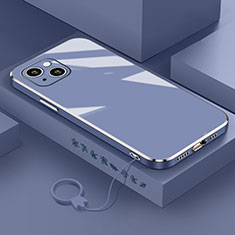 Coque Ultra Fine Silicone Souple Housse Etui S03 pour Apple iPhone 15 Gris Lavende