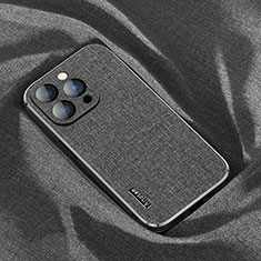 Coque Ultra Fine Silicone Souple Housse Etui Tissu AT1 pour Apple iPhone 13 Pro Max Noir