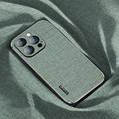 Coque Ultra Fine Silicone Souple Housse Etui Tissu AT1 pour Apple iPhone 15 Pro Max Vert