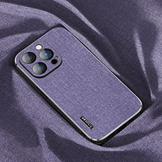 Coque Ultra Fine Silicone Souple Housse Etui Tissu AT1 pour Apple iPhone 15 Pro Max Violet
